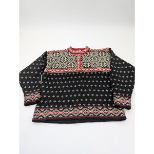 L.L. Bean Black and Red Patterned Sweater